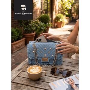 Karl Lagerfeld Paris Agyness Denim Shoulder Bag - NWT